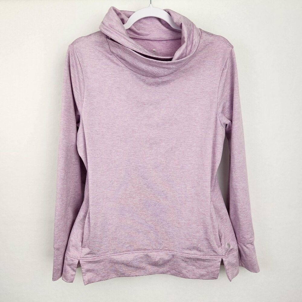 Apana Womens Cowl Neck Athletic Pullover Size Large Purple / Pink